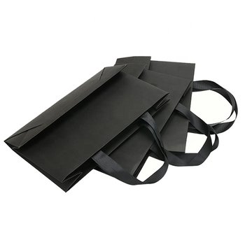 230G黑色銅版紙袋-23x28x12cm-緞帶手提帶-單色單面印刷_2